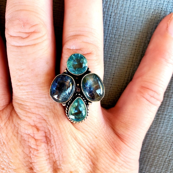 New Kyanite & Blue Topaz 925 Silver Ring. - Picture 12 of 12